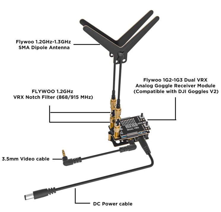 FLYWOO1.2/1.3GHz Dual VRX Video Receiver